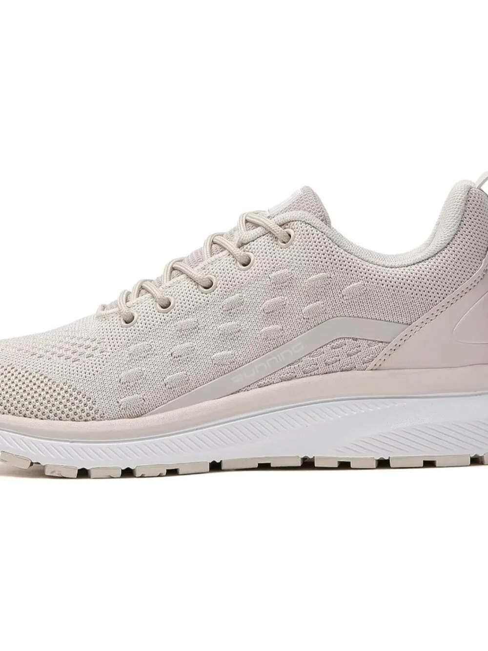 Women's Beige Mesh Sneakers Athletic Running Walking Shoes Lace-Up